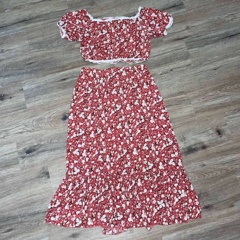 Shein 2 Pc Crop Top/ Skirt Set